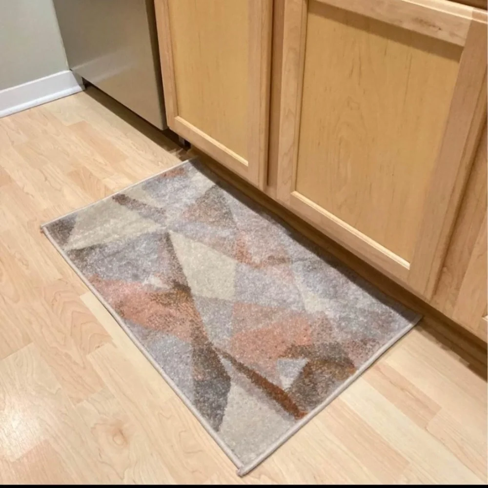 Gray, Cream, & Pink Small Geometric Rug - Picture 3 of 8